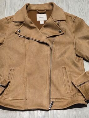 Old Navy Women's Tan Suede Moto Jacket